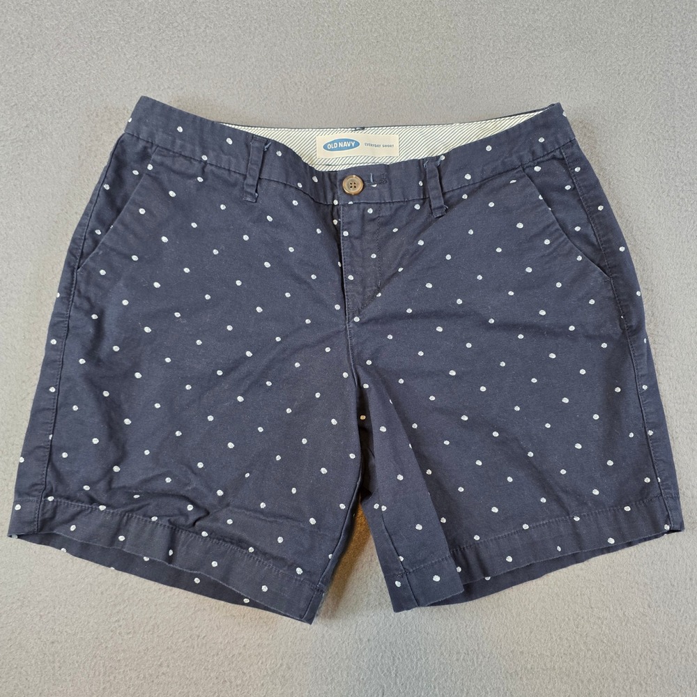 Old Navy Everyday Short Women 4 Navy Blue Polka Dot Cotton Chino